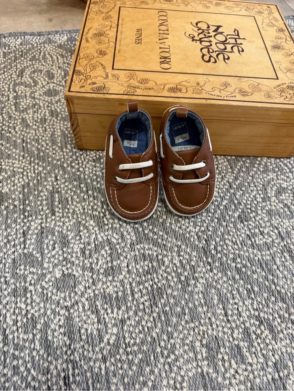 Carter's Baby Boy Brown Boat Shoes Soft Soled Crib Shoes Size 9-12 Months